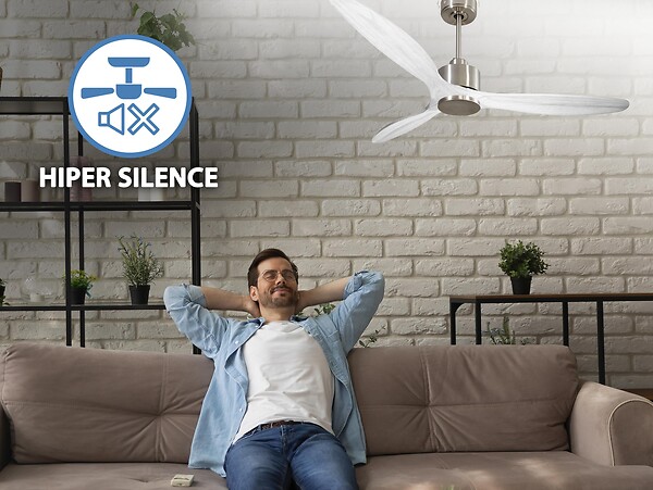PURLINE - Ventilateur de plafond Réversible  Thermostat Wifi Moteur à courant continu Toits en pente Télécommande Hypersilence Mémoire - large