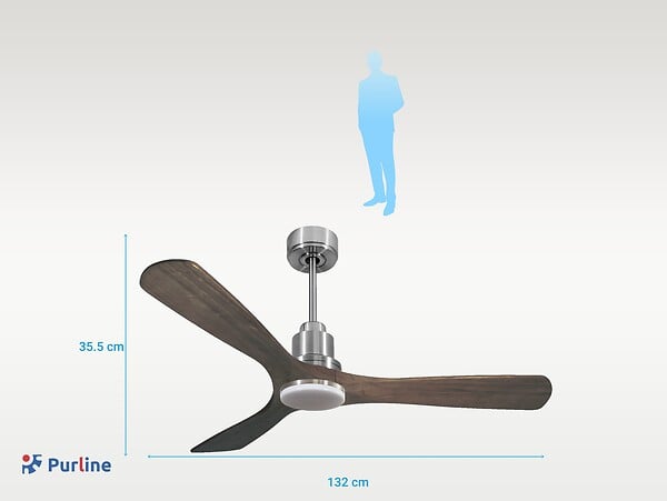 PURLINE - Ventilateur de plafond Réversible  Thermostat Dimmable Wifi Moteur à courant continu Toits en pente Télécommande Lumière à trois tons Hypersilence Mémoire - large