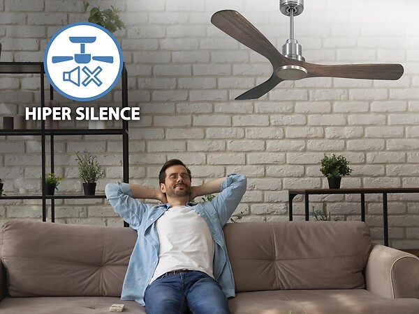 PURLINE - Ventilateur de plafond Réversible  Thermostat Wifi Moteur à courant continu Toits en pente Télécommande Hypersilence Mémoire - large