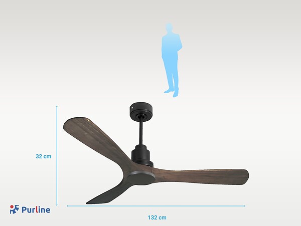 PURLINE - Ventilateur de plafond Réversible  Thermostat Wifi Moteur à courant continu Toits en pente Télécommande Hypersilence Mémoire - large