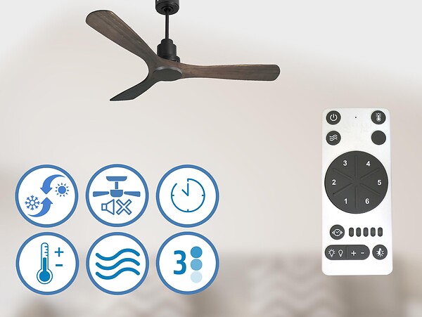 PURLINE - Ventilateur de plafond Réversible  Thermostat Wifi Moteur à courant continu Toits en pente Télécommande Hypersilence Mémoire - large