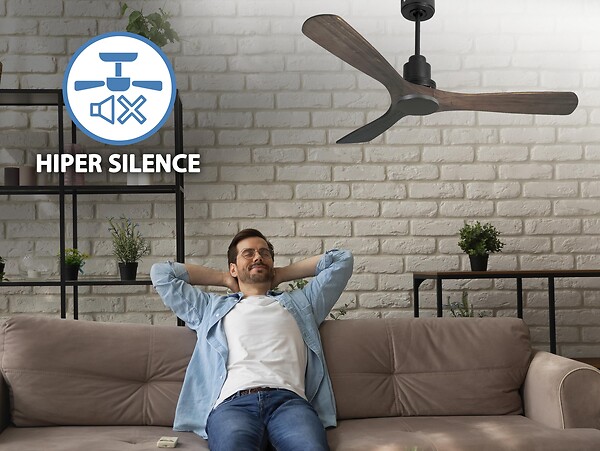PURLINE - Ventilateur de plafond Réversible  Thermostat Wifi Moteur à courant continu Toits en pente Télécommande Hypersilence Mémoire - large