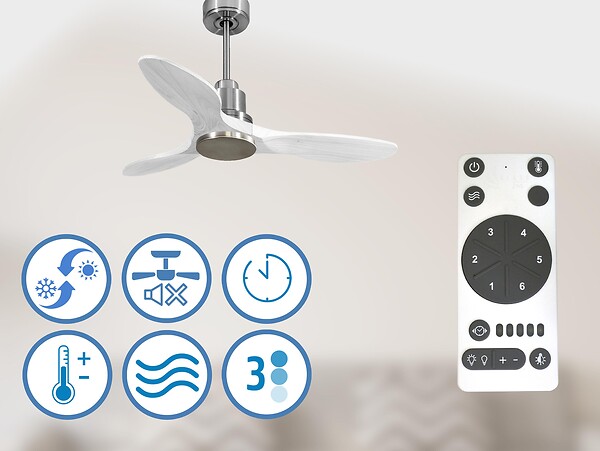 PURLINE - Ventilateur de plafond Réversible  Thermostat Wifi Moteur à courant continu Toits en pente Télécommande Hypersilence Mémoire Shopify Vendible (AUTOMATIQUE) - large