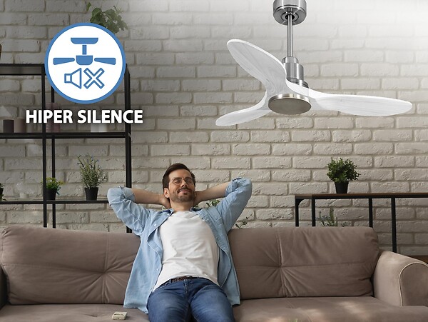 PURLINE - Ventilateur de plafond Réversible  Thermostat Wifi Moteur à courant continu Toits en pente Télécommande Hypersilence Mémoire Shopify Vendible (AUTOMATIQUE) - large
