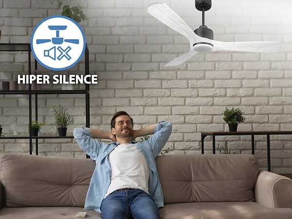 PURLINE - Ventilateur de plafond Réversible  Thermostat Dimmable Wifi Moteur à courant continu Toits en pente Télécommande Lumière à trois tons Hypersilence Mémoire - large