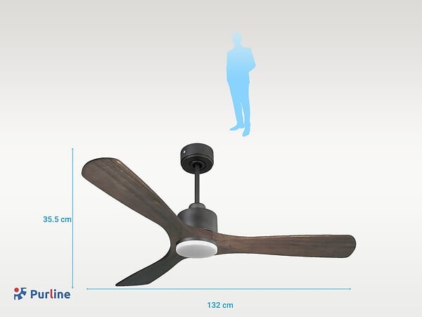 PURLINE - Ventilateur de plafond Réversible  Thermostat Dimmable Wifi Moteur à courant continu Toits en pente Télécommande Lumière à trois tons Hypersilence Mémoire - large