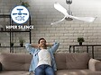PURLINE - Ventilateur de plafond Réversible  Thermostat Wifi Moteur à courant continu Toits en pente Télécommande Adaptateur 2/3 Lames Hypersilence Mémoire - vignette