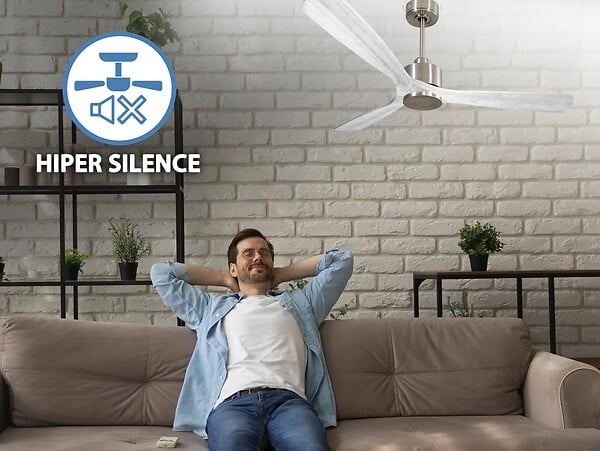 PURLINE - Ventilateur de plafond Réversible  Thermostat Wifi Moteur à courant continu Toits en pente Télécommande Hypersilence Mémoire - large