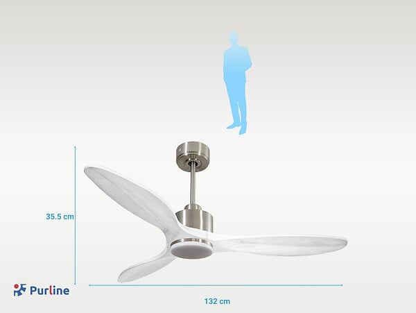 PURLINE - Ventilateur de plafond Réversible  Thermostat Dimmable Wifi Moteur à courant continu Toits en pente Télécommande Lumière à trois tons Hypersilence Mémoire - large