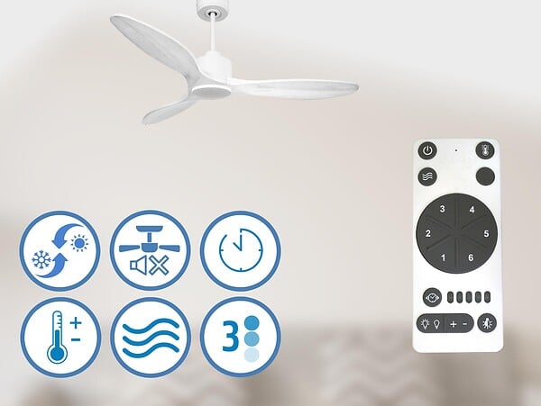 PURLINE - Ventilateur de plafond Réversible  Thermostat Wifi Moteur à courant continu Toits en pente Télécommande Hypersilence Mémoire - large