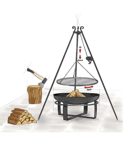 COOK KING - Braséro VIKING 80cm complet multifonction CookKing PACK-111262-3 - large