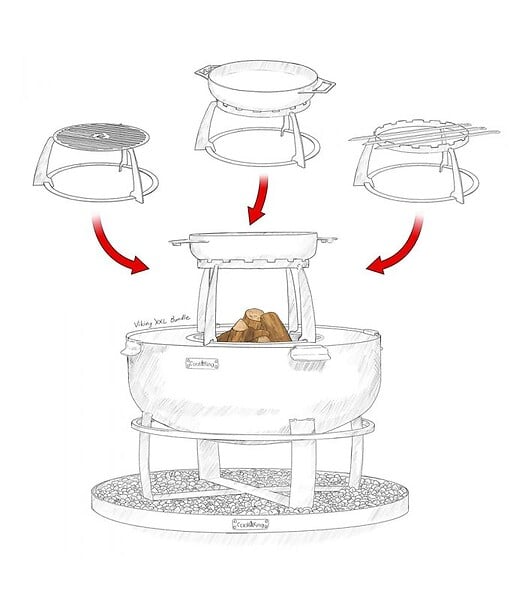 COOK KING - Braséro VIKING XXL 80cm acier profond couvercle CookKing PACK-111562-2 - large