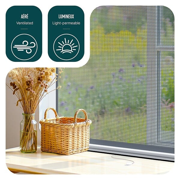 VOUNOT - Store moustiquaire pour fenetre enroulable et recoupable en pvc L80 x H130 cm Blanc - large
