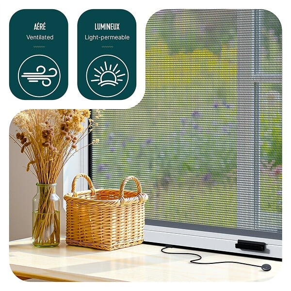 VOUNOT - Store moustiquaire pour fenetre enroulable et recoupable en aluminium L130 x H160 cm Blanc - large
