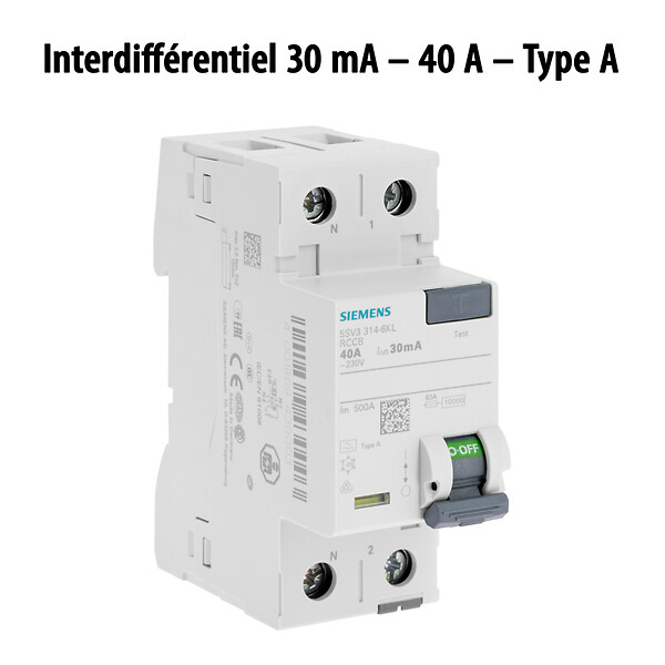 SIEMENS - SIEMENS Lot de 3 interrupteurs différentiels 30 mA – 40A Type A + 40A Type AC – CE / NF - large