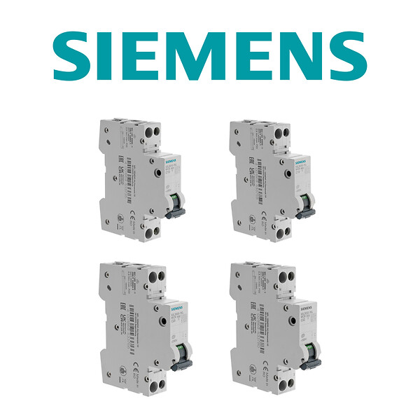 SIEMENS - SIEMENS Lot de 8 disjoncteurs modulaires Ph+N – 2×10A, 3×16A, 2×20A, 1×32A - large