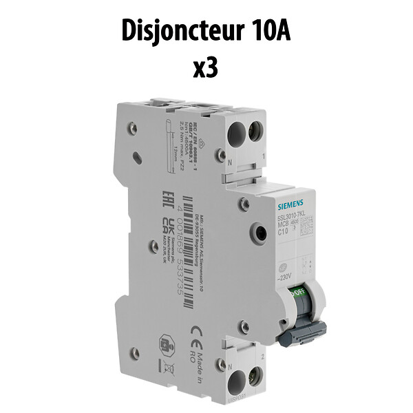 SIEMENS - SIEMENS Lot de 8 disjoncteurs modulaires Ph+N – 2×10A, 3×16A, 2×20A - large