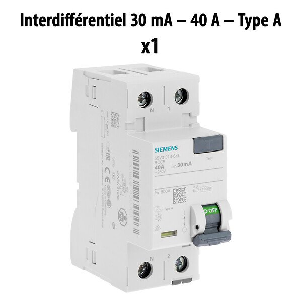 SIEMENS - SIEMENS Lot de 2 interrupteurs différentiels 30 mA – 40A Type A + 40A Type AC – CE / NF - large