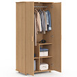 ID MARKET - Armoire 2 portes JULIETTE effet lattes tasseau bois coloris chêne penderie 80 cm avec étagères rangement - vignette