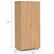 ID MARKET - Armoire 2 portes JULIETTE effet lattes tasseau bois coloris chêne penderie 80 cm avec étagères rangement - vignette