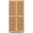 ID MARKET - Armoire 2 portes EDHEN bois et cannage penderie 80 cm avec étagères rangement - vignette