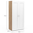 ID MARKET - Armoire 2 portes VITO blanc et bois penderie 80 cm avec étagères rangement maxi capacité - vignette