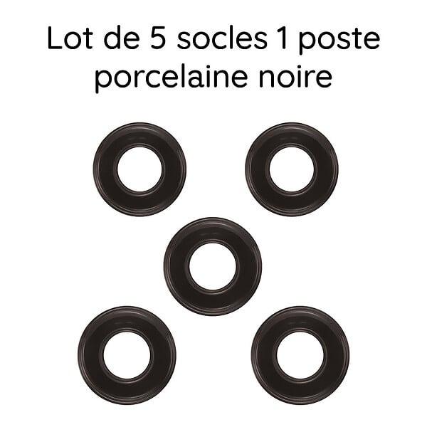 FONTINI - Lot de 5 Plaques Décoratives 1 Poste Garby Colonial – Porcelaine noire – Compatible Gammes GARBY, GARBY COLONIAL et DIMBLER – Pose En Saillie ou Encastrable – Finition Haut de Gamme - large
