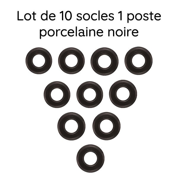 FONTINI - Lot de 10 Plaques Décoratives 1 Poste Garby Colonial – Porcelaine noire – Compatible Gammes GARBY, GARBY COLONIAL et DIMBLER – Pose En Saillie ou Encastrable – Finition Haut de Gamme - large