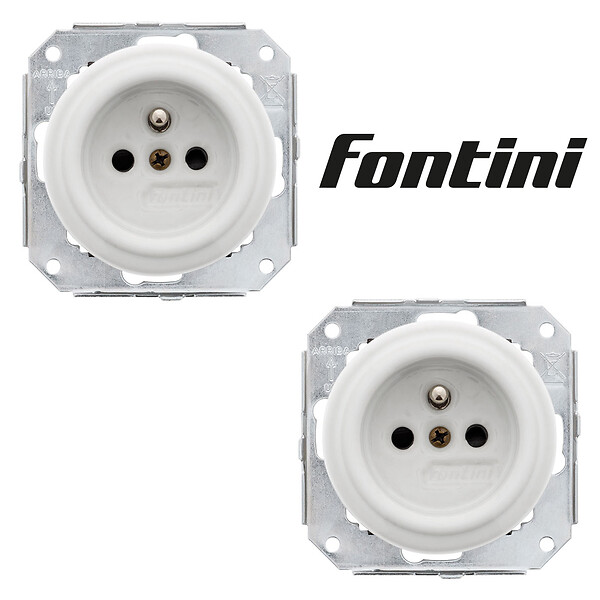 FONTINI - FONTINI Lot de 2 prises Garby Colonial – Porcelaine blanche – Installation encastrée - large