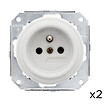 FONTINI - FONTINI Lot de 2 prises Garby Colonial – Porcelaine blanche – Installation encastrée - vignette