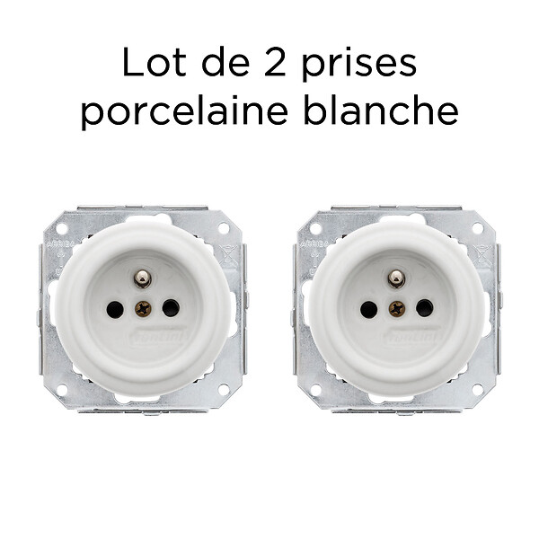 FONTINI - FONTINI Lot de 2 prises Garby Colonial – Porcelaine blanche – Installation encastrée - large