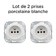 FONTINI - FONTINI Lot de 2 prises Garby Colonial – Porcelaine blanche – Installation encastrée - vignette