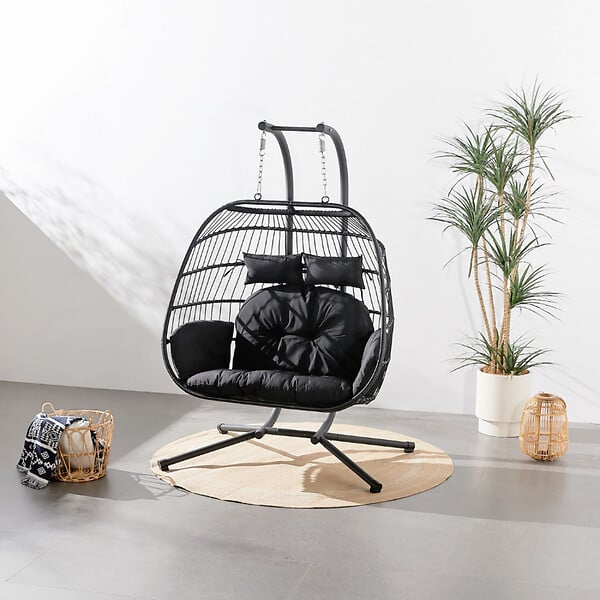 CONCEPT USINE - Fauteuil suspendu 2 places noir FARO $ - large