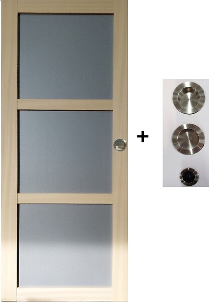 GD MENUISERIES - Porte Coulissante Ayous 3 Panneaux Gris Clair H204 x L83 cm, coquilles, tire doigt - large
