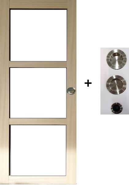 GD MENUISERIES - Porte Coulissante Ayous Vitrage transparent H204 x L83 cm, coquilles, tire doigt - large