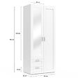 ID MARKET - Armoire 2 portes VITO blanc penderie 80 cm avec 2 tiroirs, miroir et étagères - vignette
