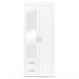 ID MARKET - Armoire 2 portes VITO blanc penderie 80 cm avec 2 tiroirs, miroir et étagères - vignette