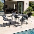 OVIALA - Ensemble table de jardin et 4 fauteuils en métal anthracite - Palavas - vignette