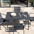 OVIALA - Ensemble table de jardin et 4 fauteuils en métal anthracite - Palavas - vignette