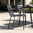 OVIALA - Ensemble table de jardin et 4 fauteuils en métal anthracite - Palavas - vignette