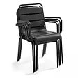 OVIALA - Ensemble table de jardin et 4 fauteuils en métal anthracite - Palavas - vignette