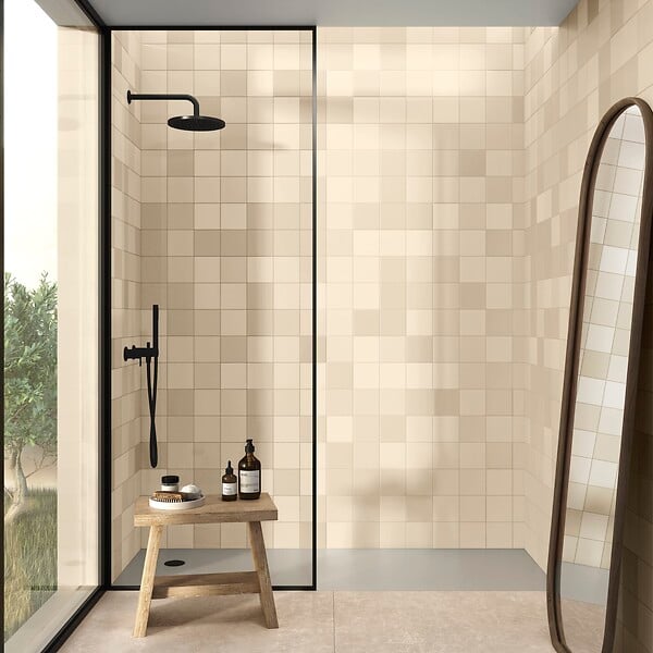 RO'MA NATURE - Carrelage effet Zellige Beige Sable 12,3x12,3x0,87 cm Cubriel - Sol et mur intérieur (vendu par carton de 0,51 m²) - large