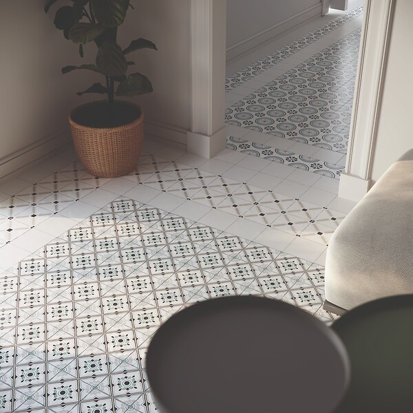 RO'MA NATURE - Carrelage effet Carreau ciment Cirelia Beige 12,3x12,3x0,87 cm Tanerio - Sol et mur intérieur (vendu par carton de 0,51 m²) - large