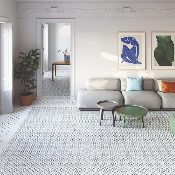 RO'MA NATURE - Carrelage effet Carreau ciment Cirelia Beige 12,3x12,3x0,87 cm Tanerio - Sol et mur intérieur (vendu par carton de 0,51 m²) - large