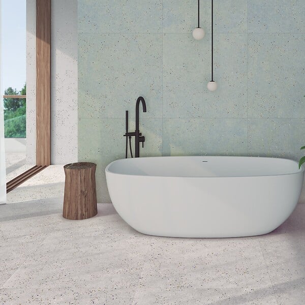 RO'MA NATURE - Carrelage effet Terrazzo Vert 90x90x0,9 cm Soreli - Sol et mur intérieur (vendu par carton de 1,62 m²) - large