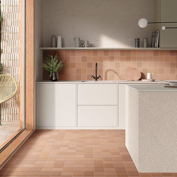 RO'MA NATURE - Carrelage effet Zellige Terracotta 12,3x12,3x0,87 cm Cubriel - Sol et mur intérieur (vendu par carton de 0,51 m²) - large