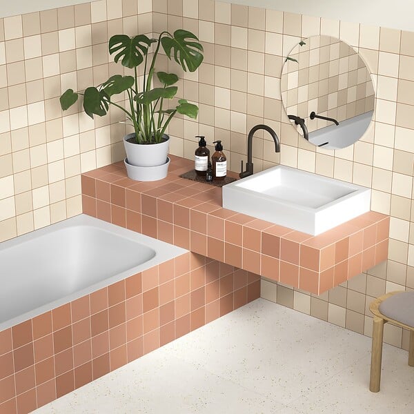 RO'MA NATURE - Carrelage effet Zellige Terracotta 12,3x12,3x0,87 cm Cubriel - Sol et mur intérieur (vendu par carton de 0,51 m²) - large