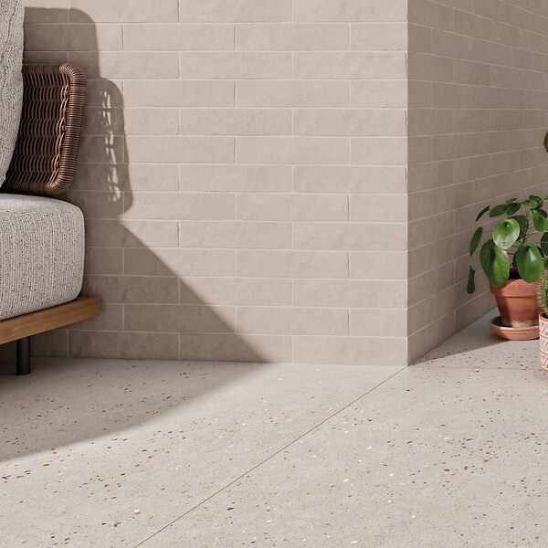 RO'MA NATURE - Carrelage effet Terrazzo Beige Sable 90x90x0,9 cm Soreli - Sol et mur intérieur (vendu par carton de 1,62 m²) - large