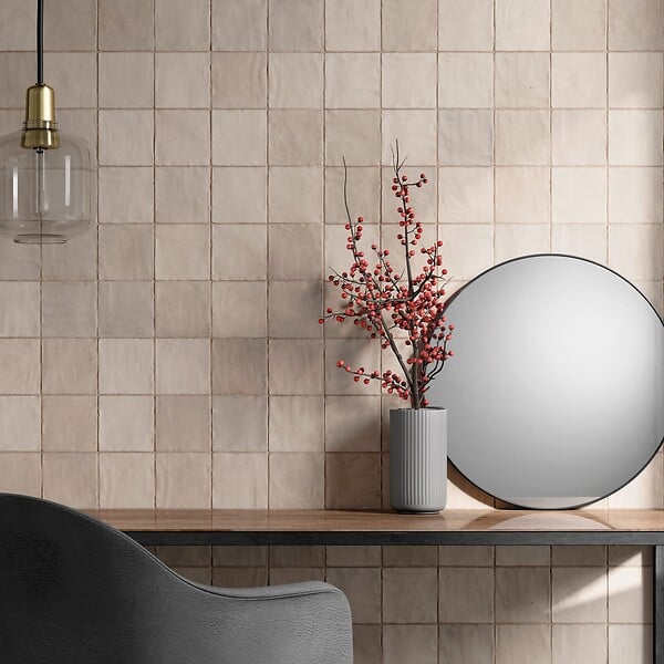 RO'MA NATURE - Carrelage effet Zellige Beige 10x10x0,85 cm Mat Serinor - Mur intérieur (vendu par carton de 0,6 m²) - large