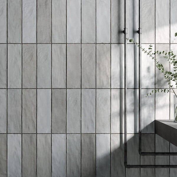 RO'MA NATURE - Carrelage effet Zellige Gris 20x6,5x0,85 cm Mat Serinor - Mur intérieur (vendu par carton de 0,5 m²) - large